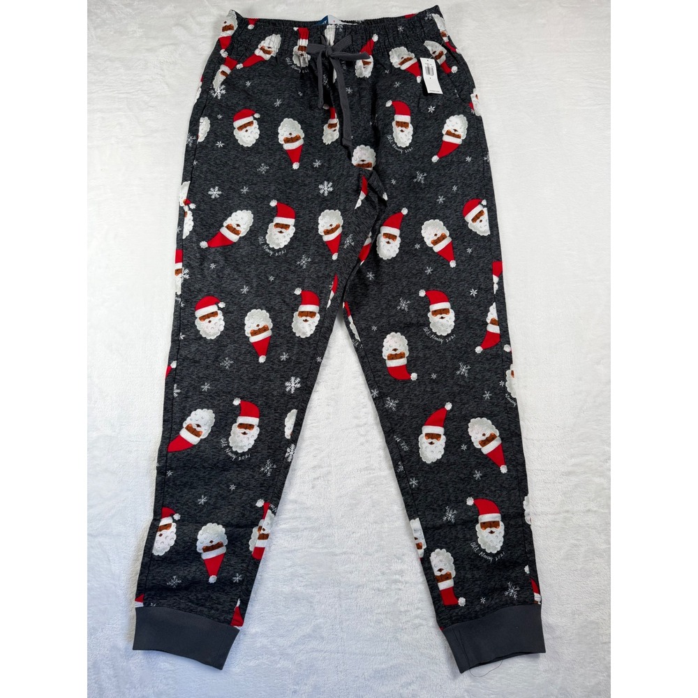Old Navy Black Santa Christmas Pajama Pants Mens Small Gray Joggers 751957-12-1
